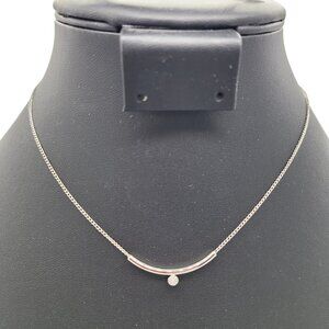 Vtg Artistry Sterling Silver Necklace With Diamond Chip Pendant 2.03gr 15.25"